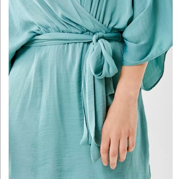 UO Serene Satin Dolman Wrap Dress - Picture 3 of 5